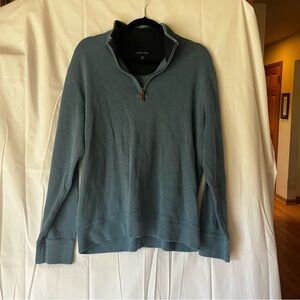 Lands' End Sage Zip Up Sweater with Black Collar